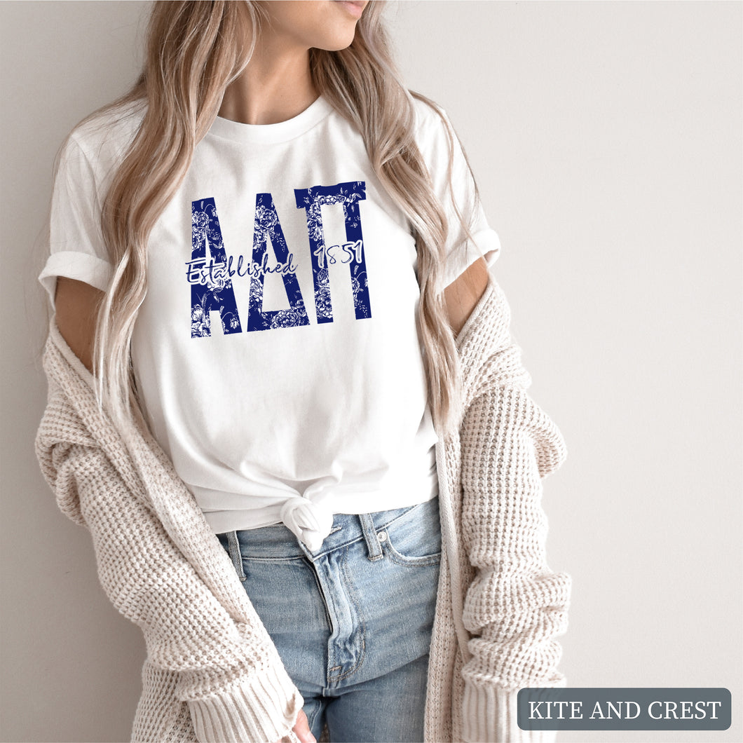 Blue Floral Sorority T-Shirt