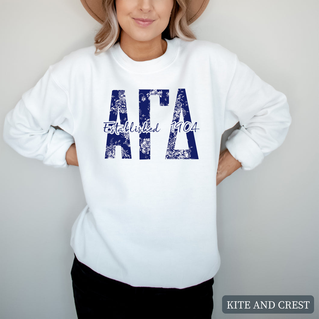 Blue Floral Sorority Crewneck Sweatshirt