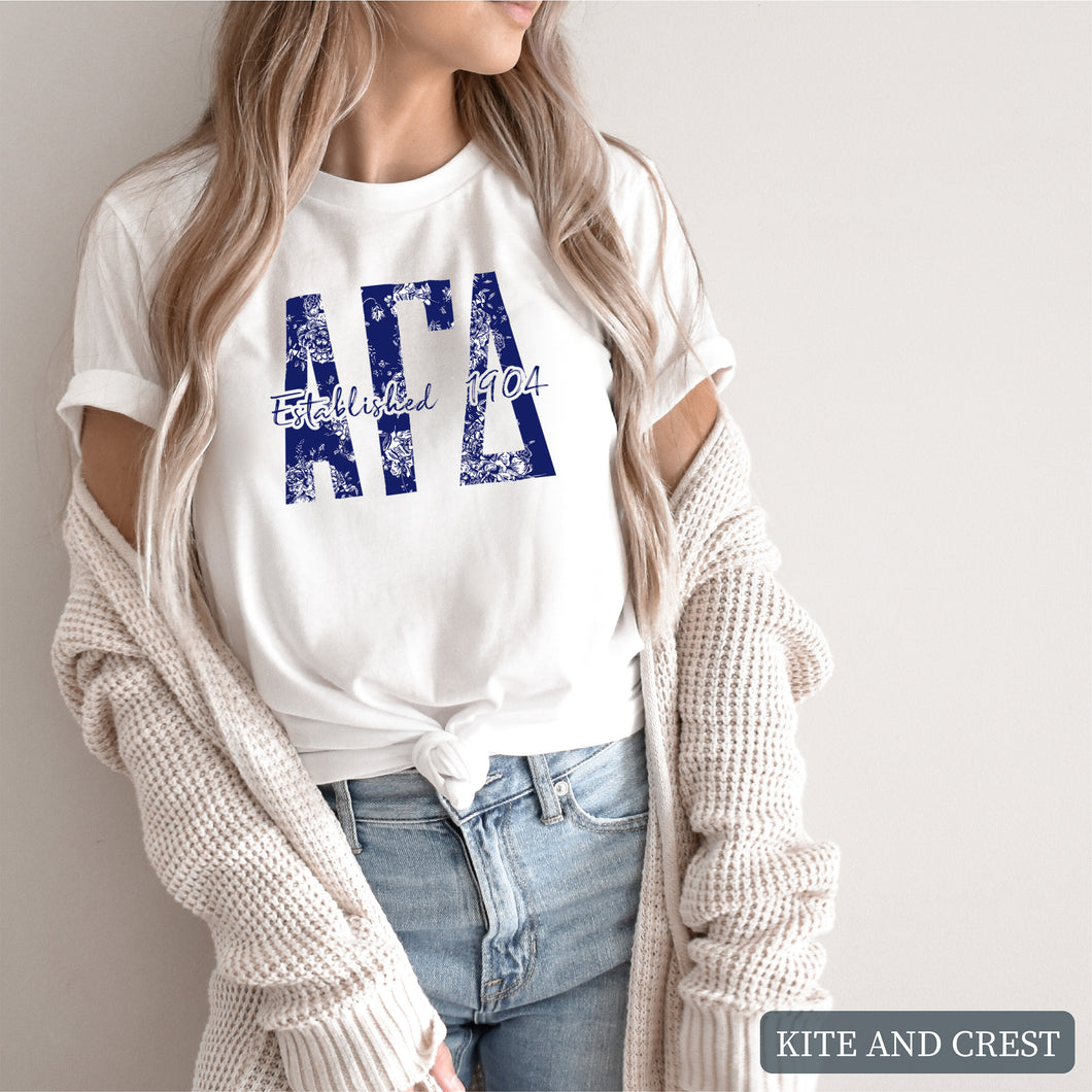 Blue Floral Sorority T-Shirt