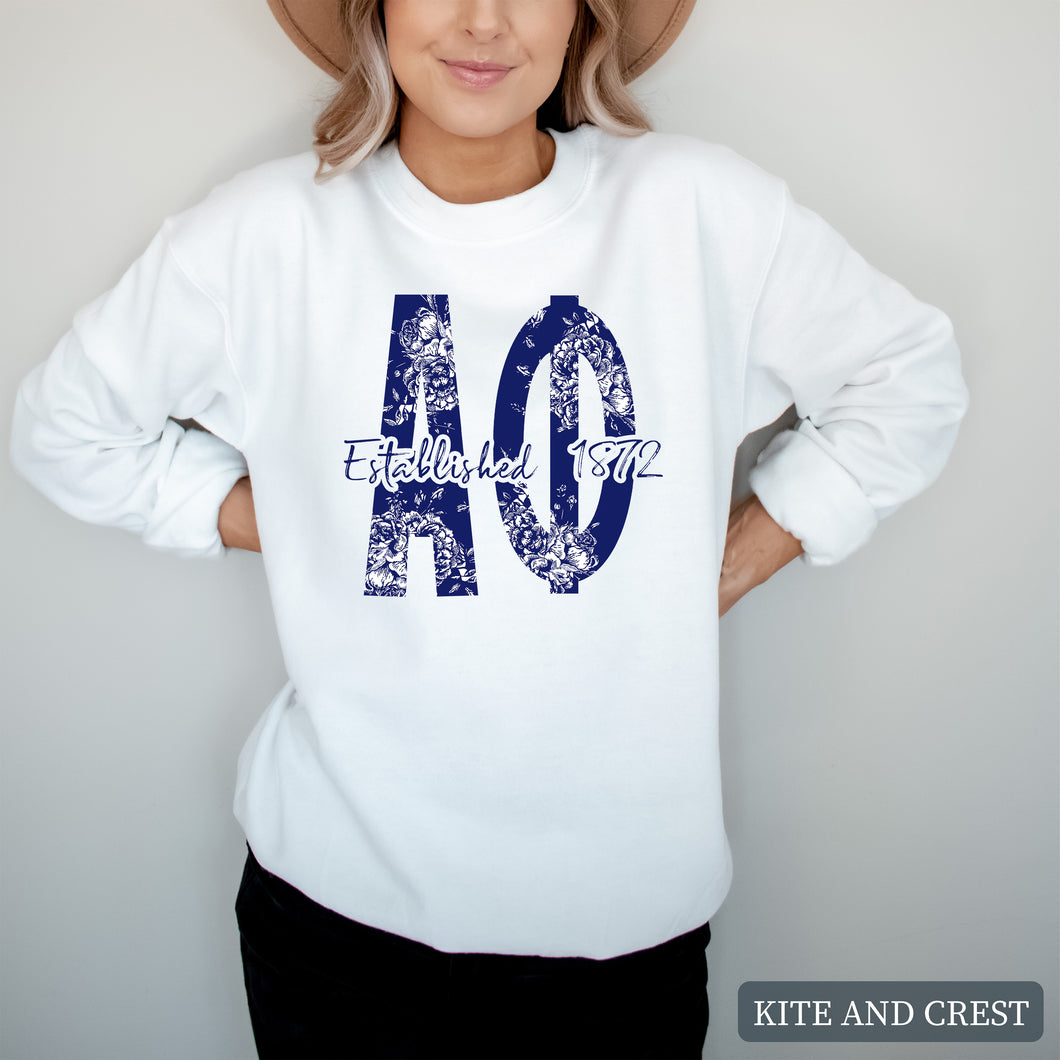 Blue Floral Sorority Crewneck Sweatshirt