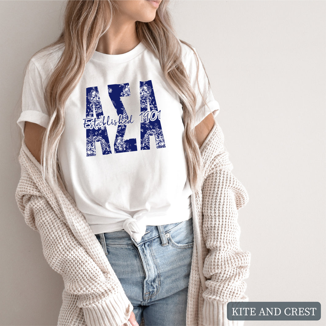 Blue Floral Sorority T-Shirt