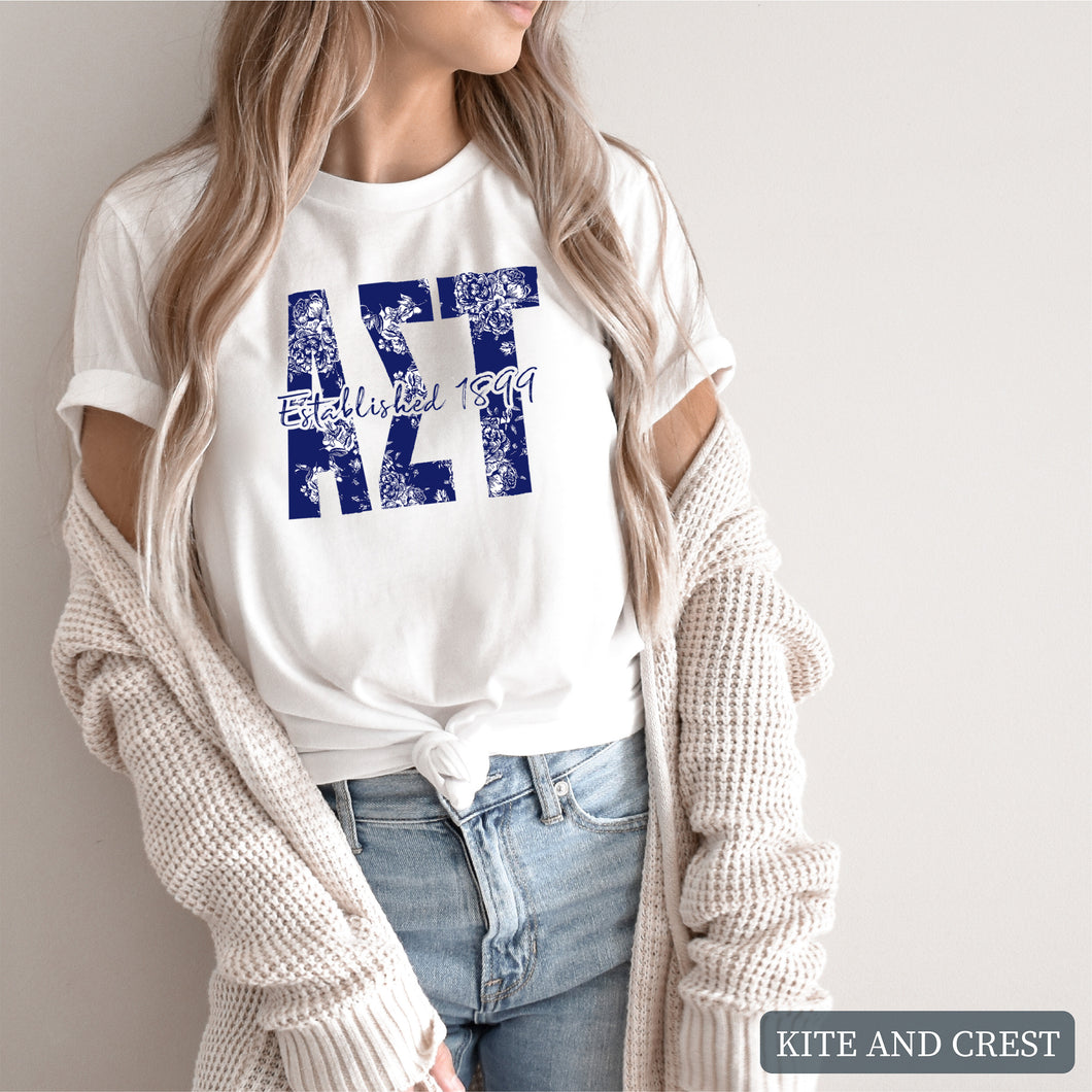 Blue Floral Sorority T-Shirt