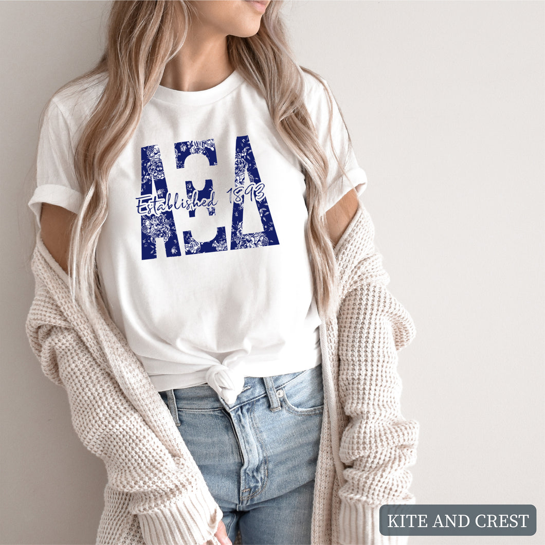 Blue Floral Sorority T-Shirt