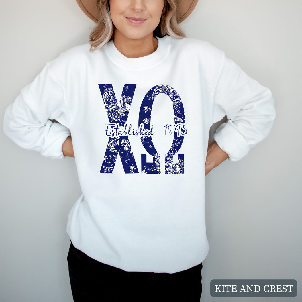 Blue Floral Sorority Crewneck Sweatshirt