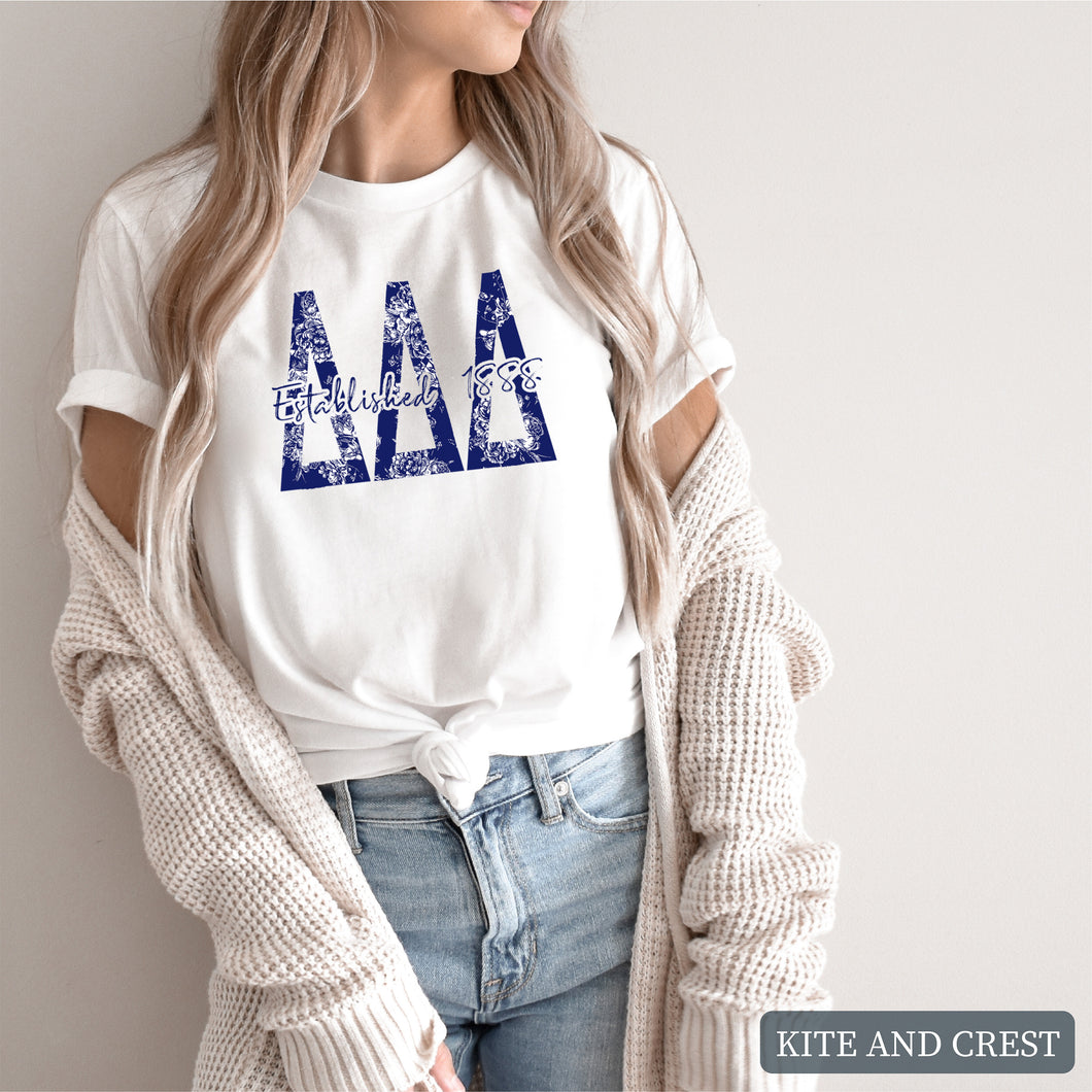 Blue Floral Sorority T-Shirt