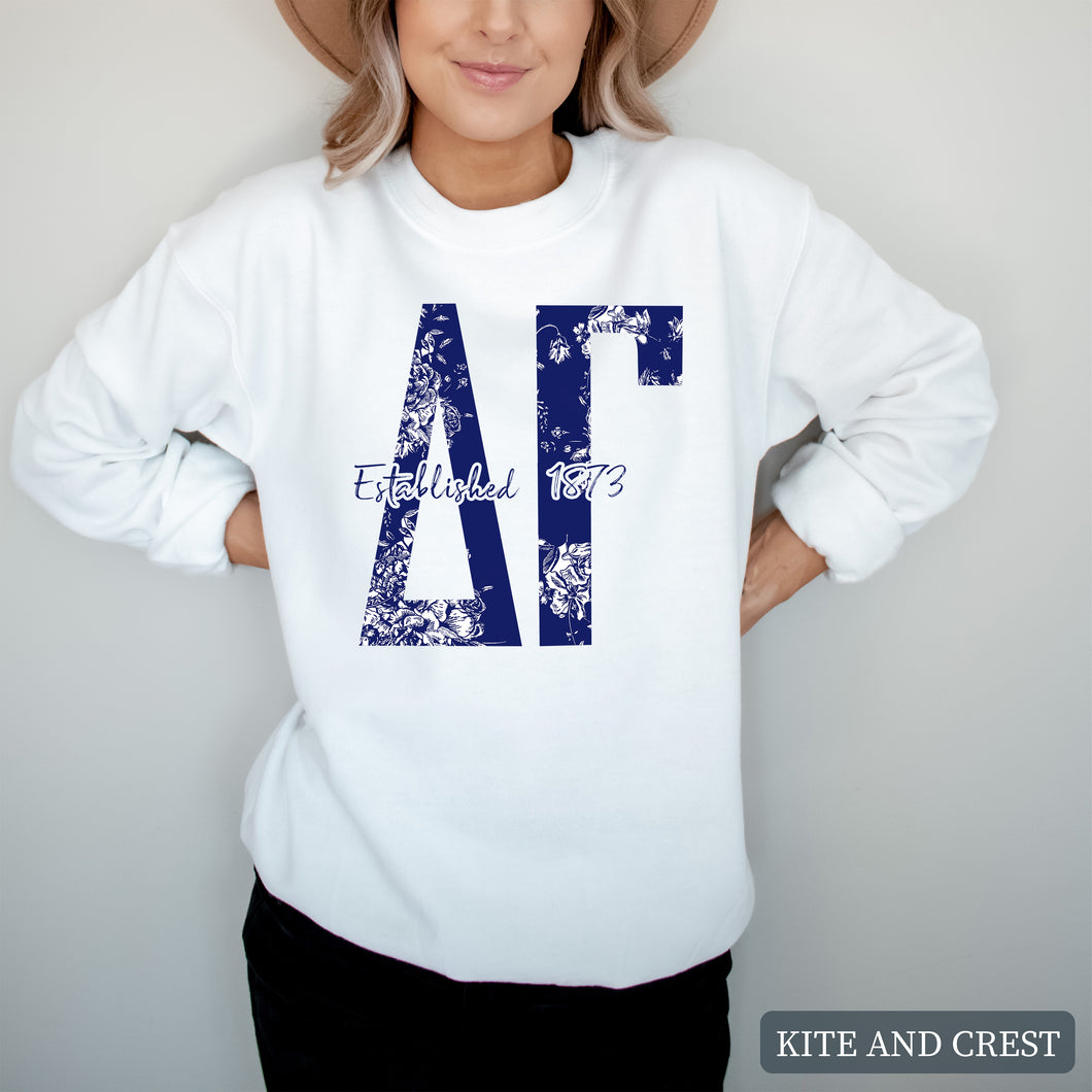 Blue Floral Sorority Crewneck Sweatshirt