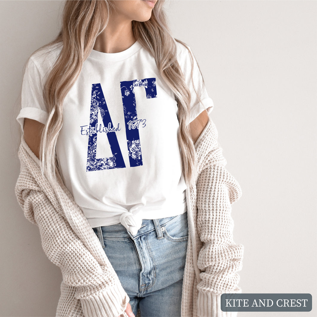 Blue Floral Sorority T-Shirt