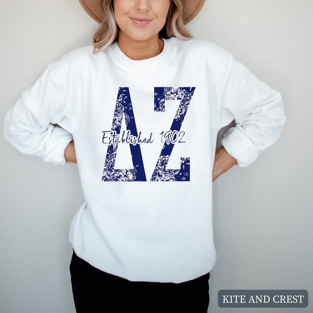 Blue Floral Sorority Crewneck Sweatshirt