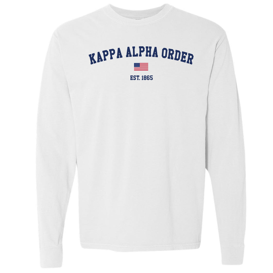 pOrder Long Sleeve Comfort Colors T-Shirt - KA USA Flag Shirt