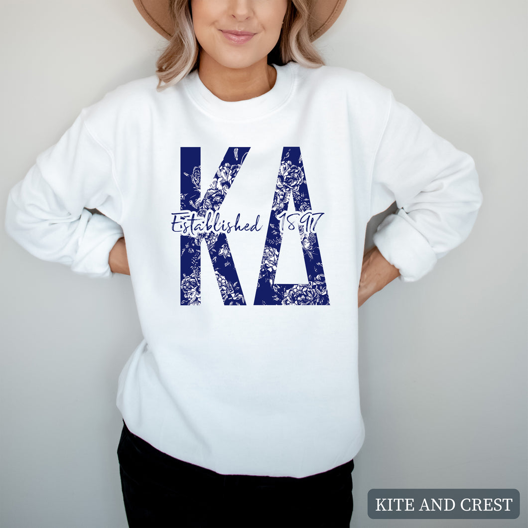 Blue Floral Sorority Crewneck Sweatshirt