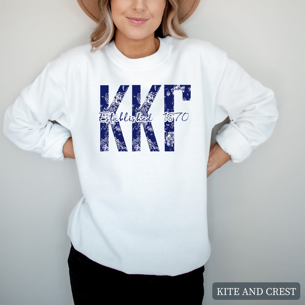 Blue Floral Sorority Crewneck Sweatshirt