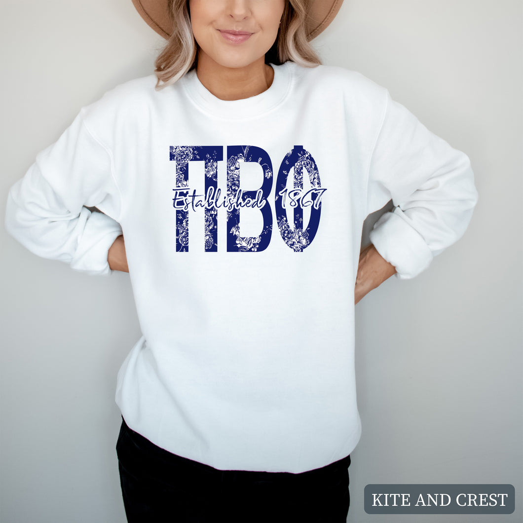 Blue Floral Sorority Crewneck Sweatshirt