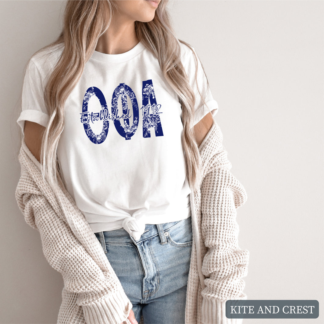 Blue Floral Sorority T-Shirt Tee