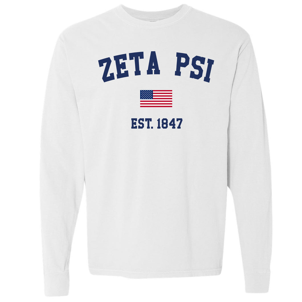 Long Sleeve Comfort Colors T-Shirt - Zete USA Flag Shirt