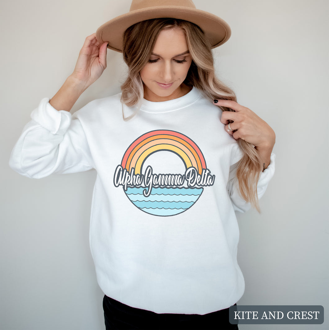 Sweatshirt - Wavy Rainbow Crewneck Sweatshirt