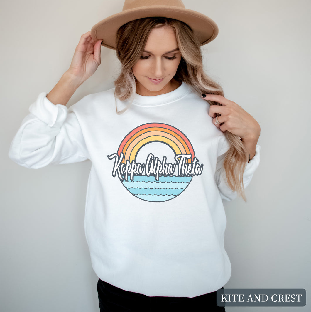 Sweatshirt - Wavy Rainbow Crewneck Sweatshirt