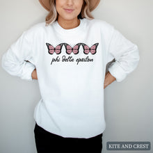 Load image into Gallery viewer, a Trendy Butterfly Sweatshirt - Fraternity Crewneck Sweatshirt
