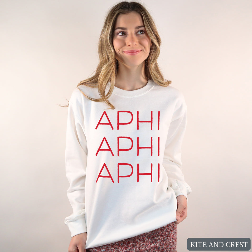 Sweatshirt | Red and Stacked Crewneck Sweatshirt | Sorority Gift Idea