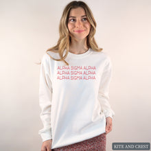 Load image into Gallery viewer, Sweatshirt | Red and Stacked Crewneck Sweatshirt | Sorority Gift Idea
