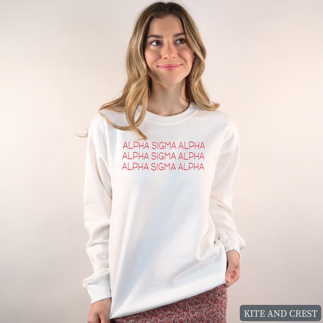 Sweatshirt | Red and Stacked Crewneck Sweatshirt | Sorority Gift Idea