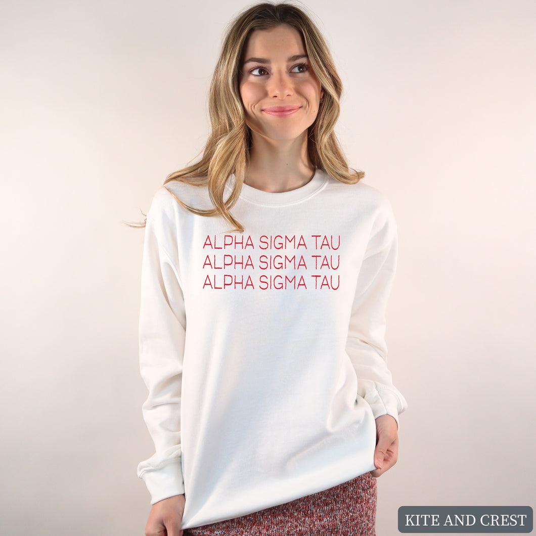 Sweatshirt | Red and Stacked Crewneck Sweatshirt | Sorority Gift Idea