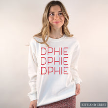 Load image into Gallery viewer, Sweatshirt | Red and Stacked Crewneck Sweatshirt | Sorority Gift Idea
