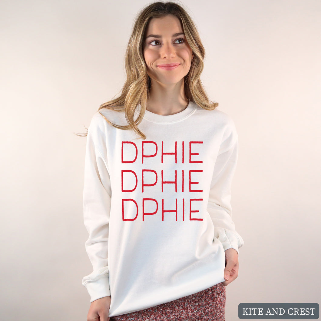 Sweatshirt | Red and Stacked Crewneck Sweatshirt | Sorority Gift Idea