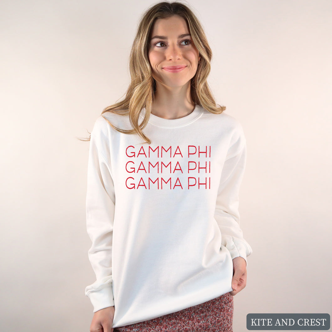 Sweatshirt | Red and Stacked Crewneck Sweatshirt | Sorority Gift Idea