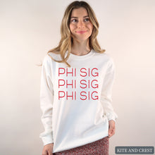 Load image into Gallery viewer, Sweatshirt | Red and Stacked Crewneck Sweatshirt | Sorority Gift Idea
