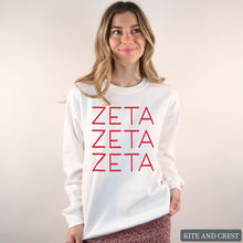 Load image into Gallery viewer, Sweatshirt | Red and Stacked Crewneck Sweatshirt | Sorority Gift Idea
