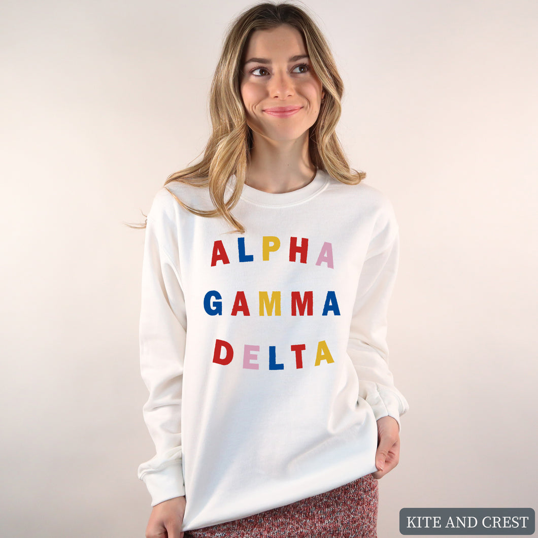 Sweatshirt | Circular Colorful Crewneck Sweatshirt | Sorority Gift Idea