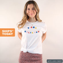 Load image into Gallery viewer, T-Shirt | Circular Colorful Shirt | Sorority Gift Idea
