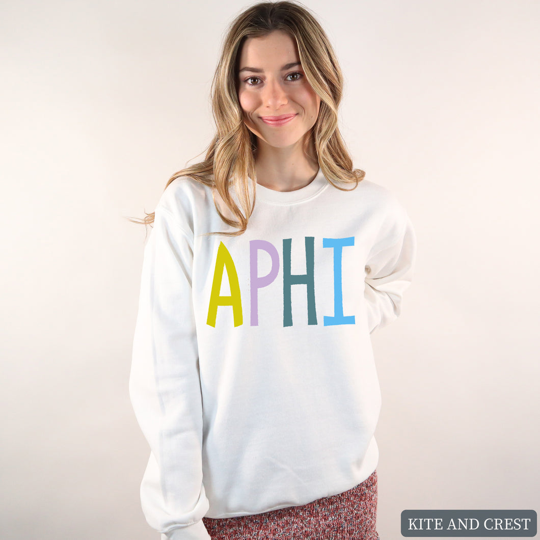 Sweatshirt - Colorful Lined Crewneck Sweatshirt