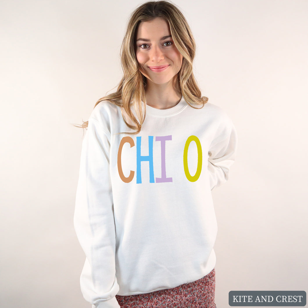 Sweatshirt - Colorful Lined Crewneck Sweatshirt