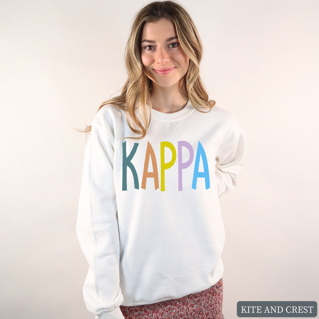 Sweatshirt - Colorful Lined Crewneck Sweatshirt