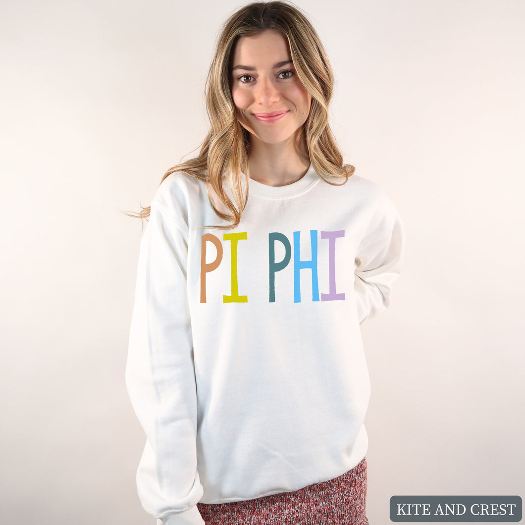 Sweatshirt - Colorful Lined Crewneck Sweatshirt