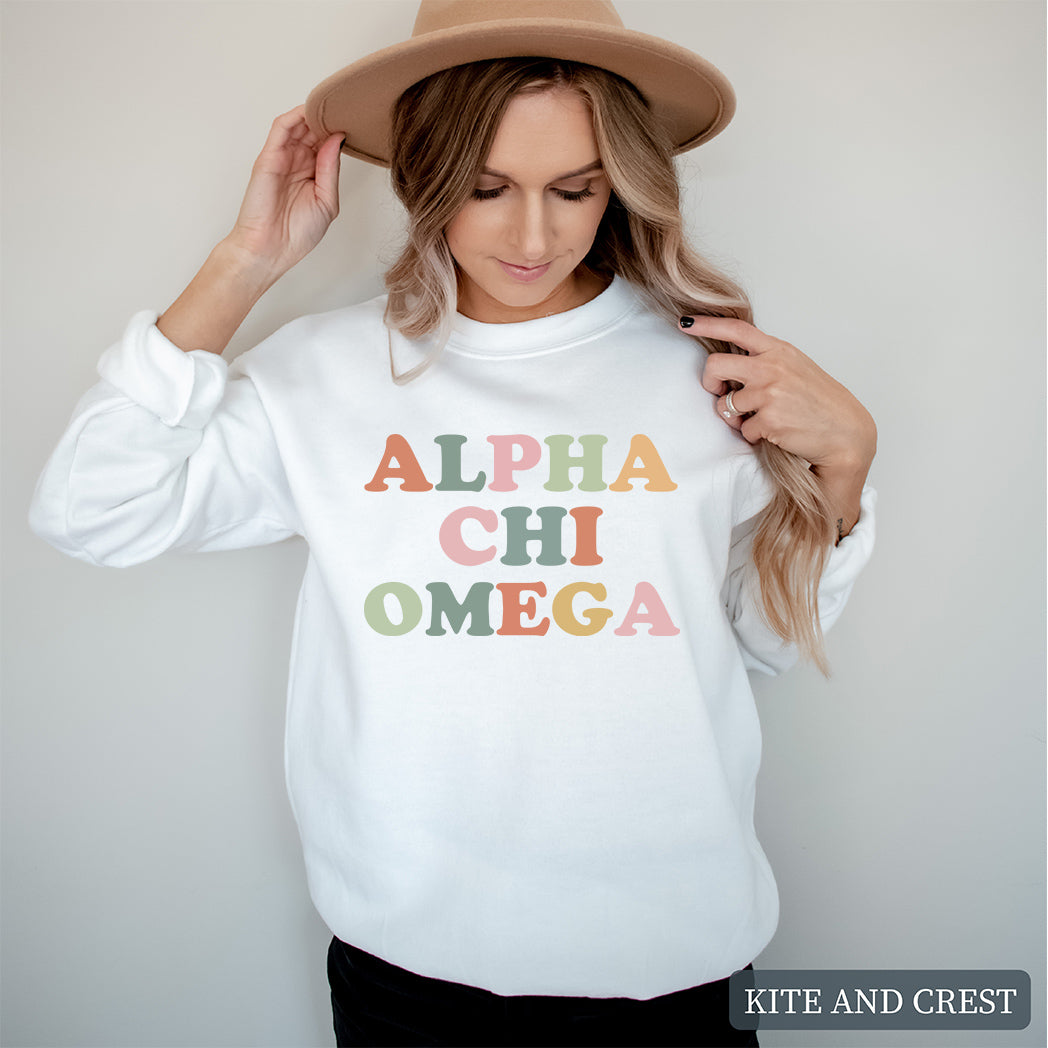 Bright and Colorful Sorority Crewneck Sweatshirt