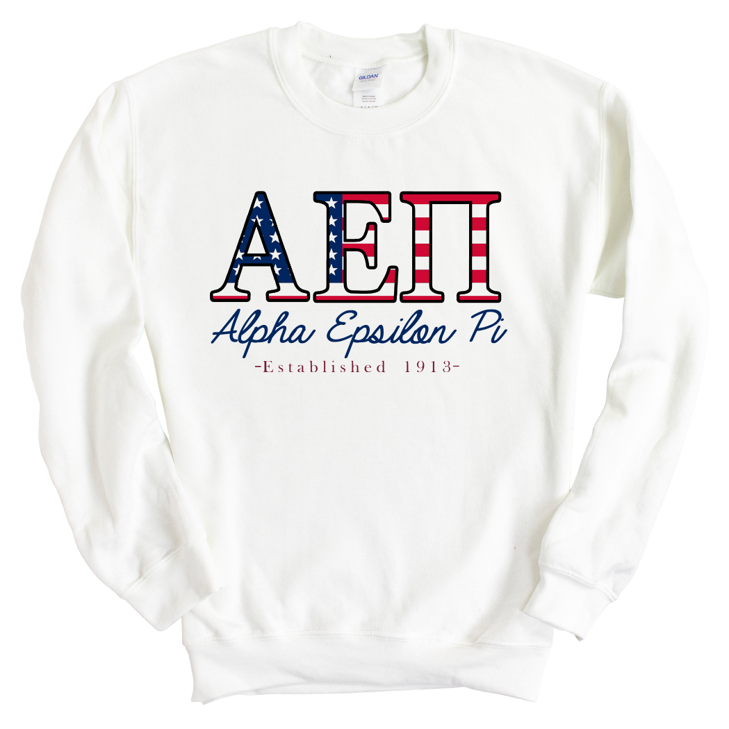 Sweatshirt - American Flag Letters Crewneck Sweatshirt