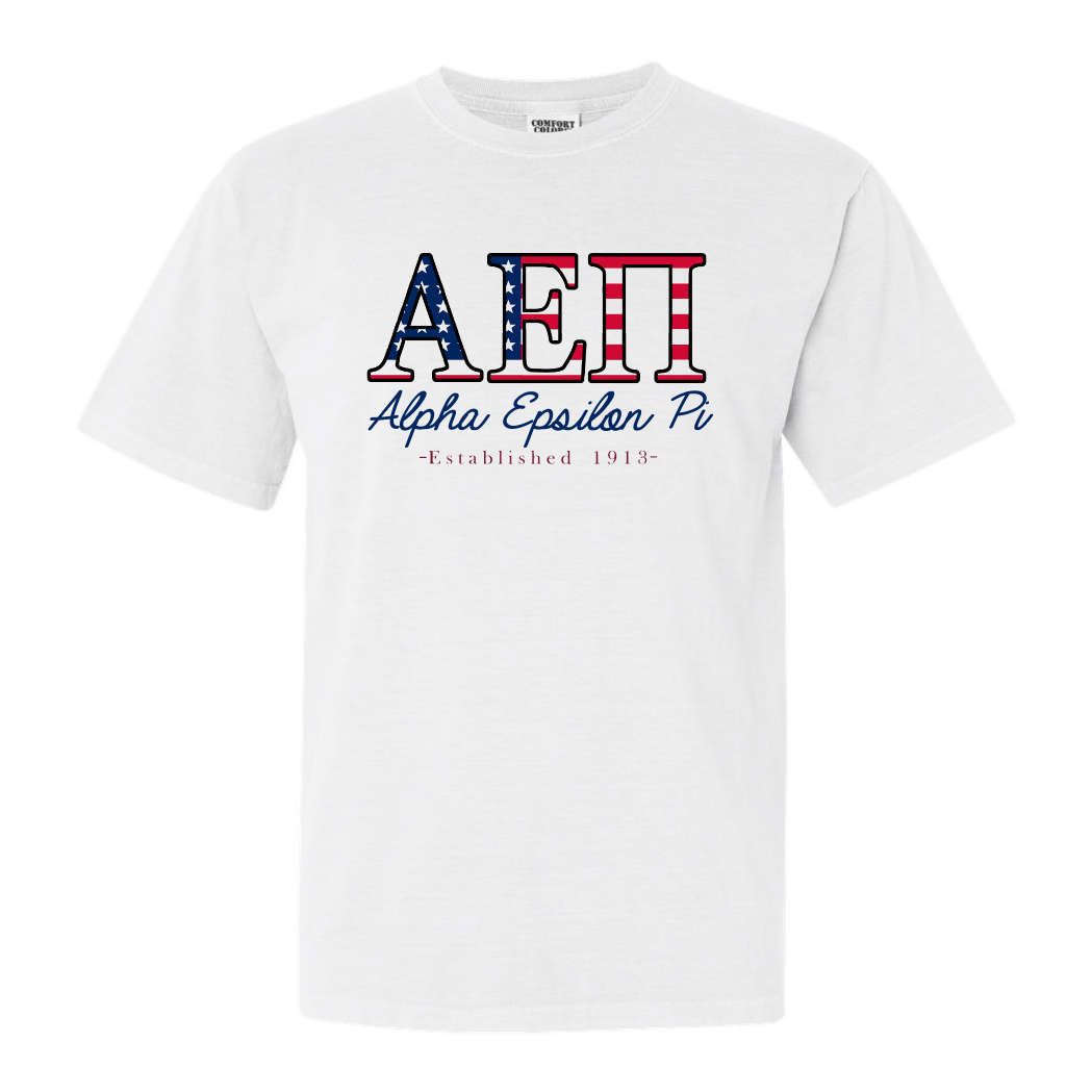 Comfort Colors T-Shirt - American Flag Letters Shirt