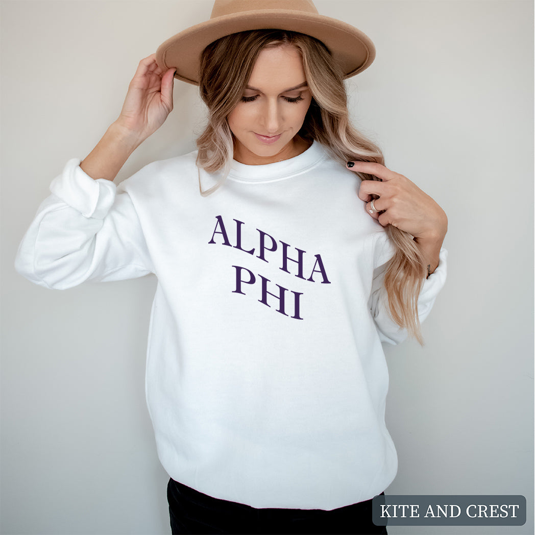 Sweatshirt | Large and Wavy Letters Crewneck Sweatshirt | Sorority Gift Idea