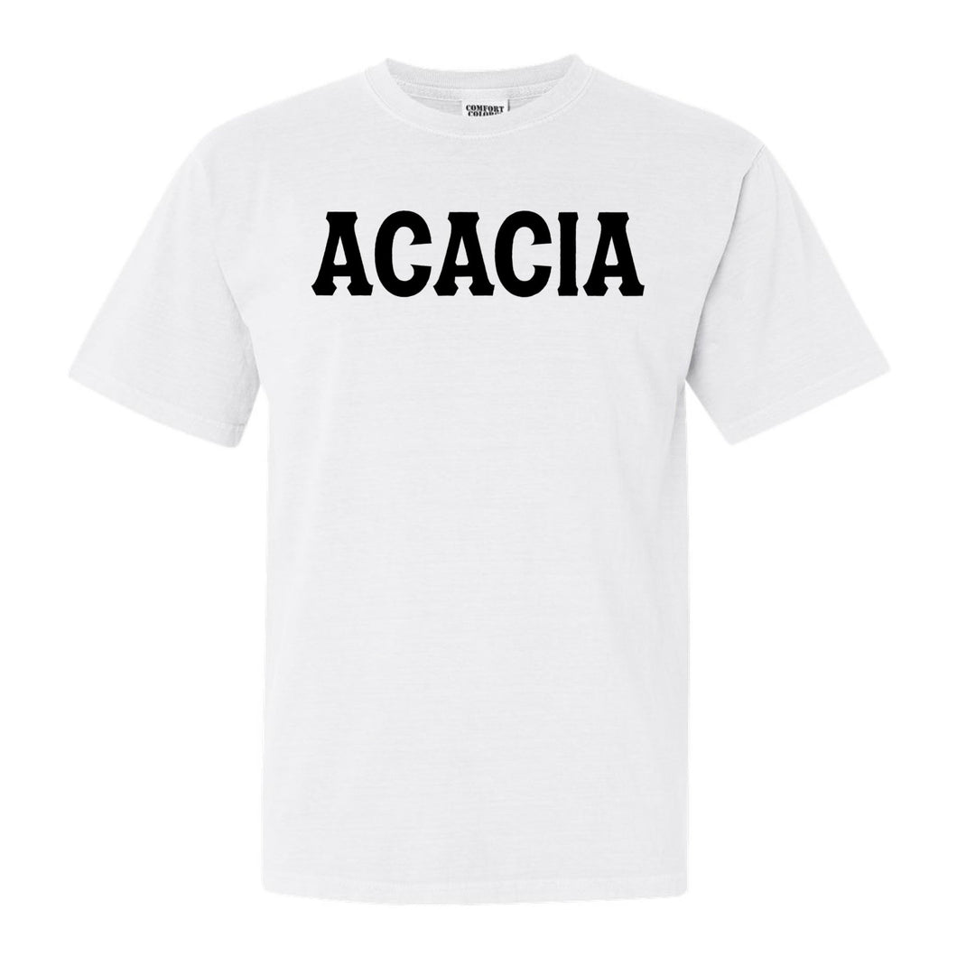Acacia Basic Black Letters Comfort Colors T-Shirt - Fraternity Tee - Kite and Crest