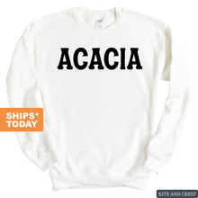 Load image into Gallery viewer, Acacia Basic Black Letters Sweatshirt - Fraternity Crewneck Sweatshirt - Kite and Crest
