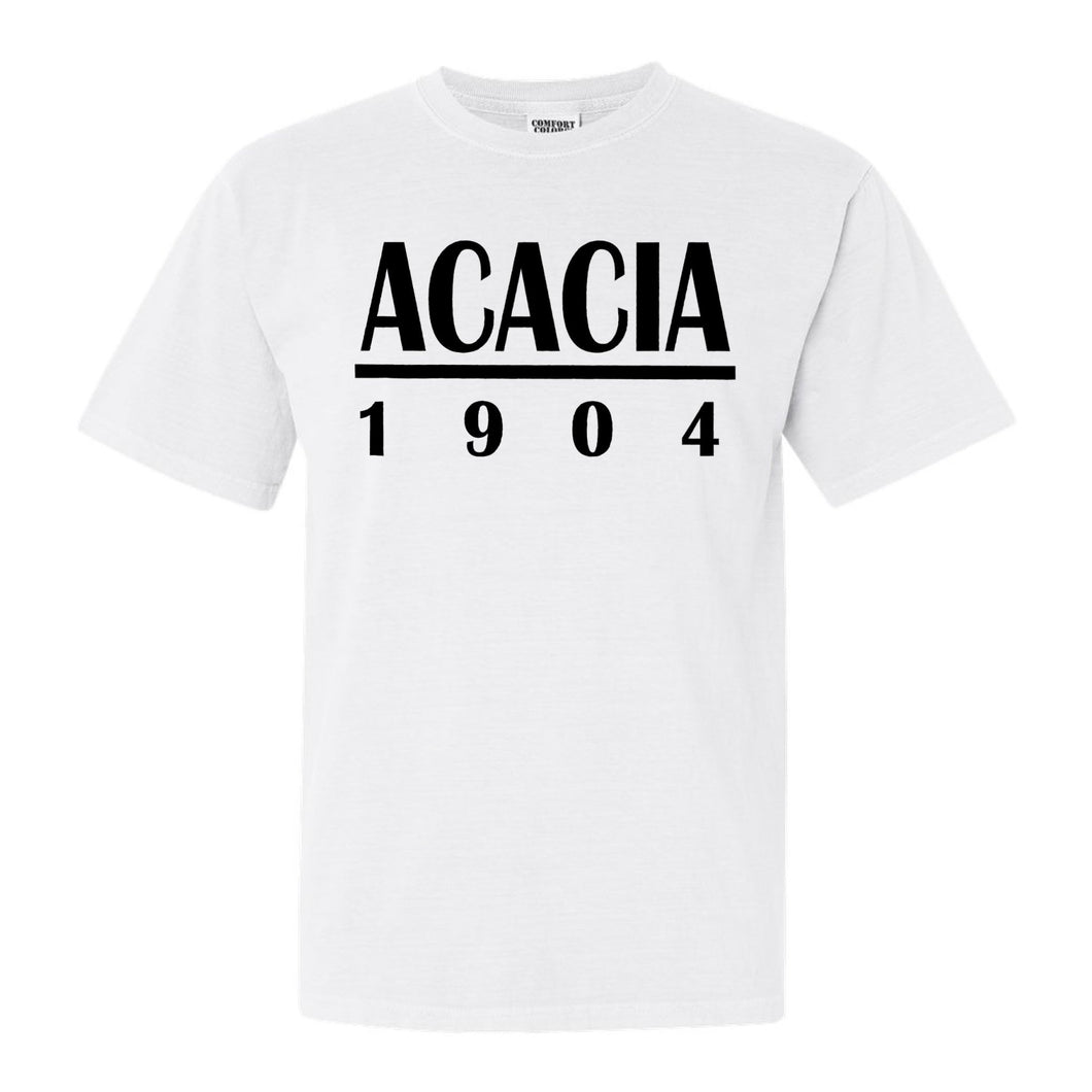 Acacia Black Letter Comfort Colors T-Shirt - Fraternity Tee - Kite and Crest