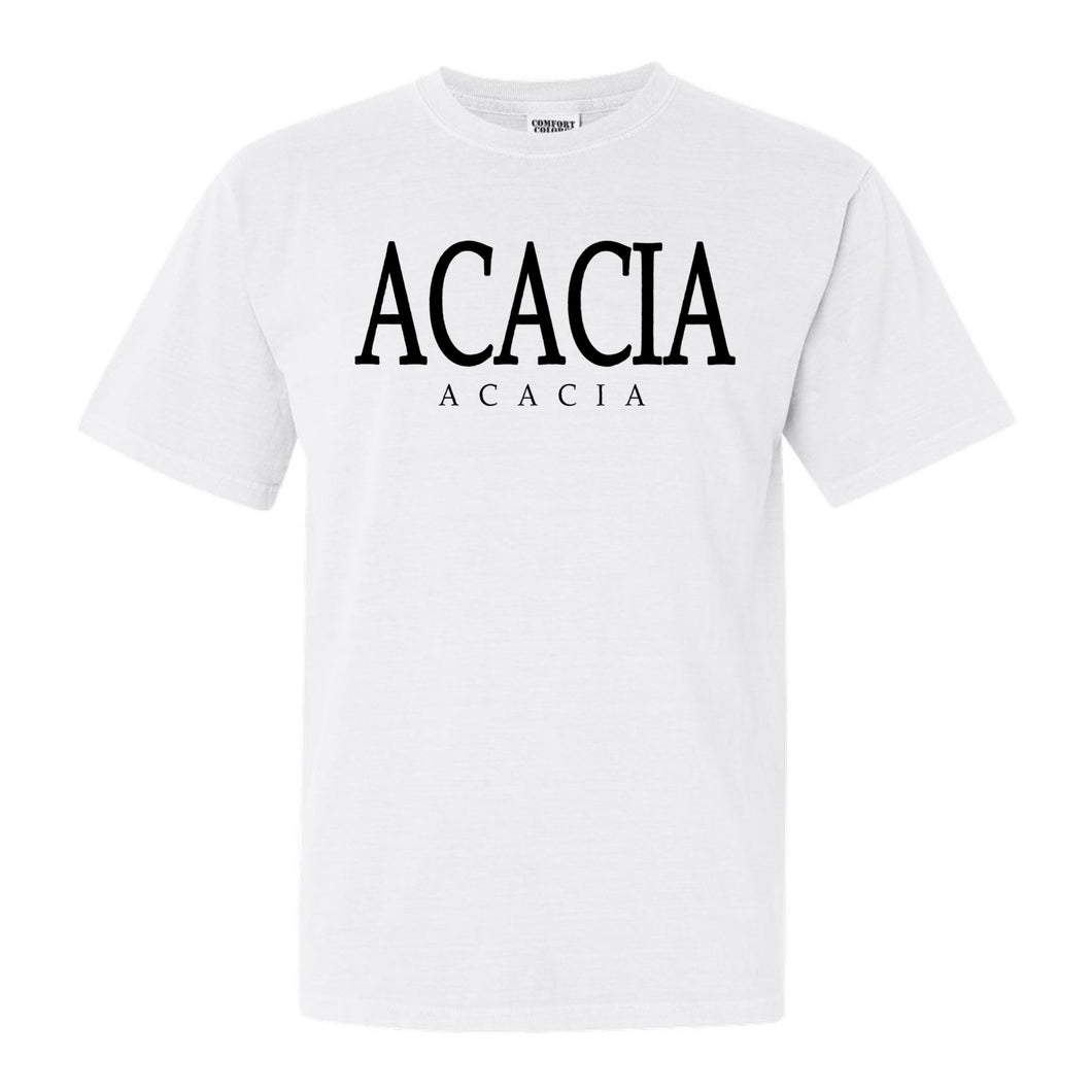 Acacia Block Letter Comfort Colors T-Shirt - Fraternity Tee - Kite and Crest