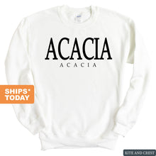 Load image into Gallery viewer, Acacia Block Letter Sweatshirt - Fraternity Crewneck Sweatshirt - Kite and Crest
