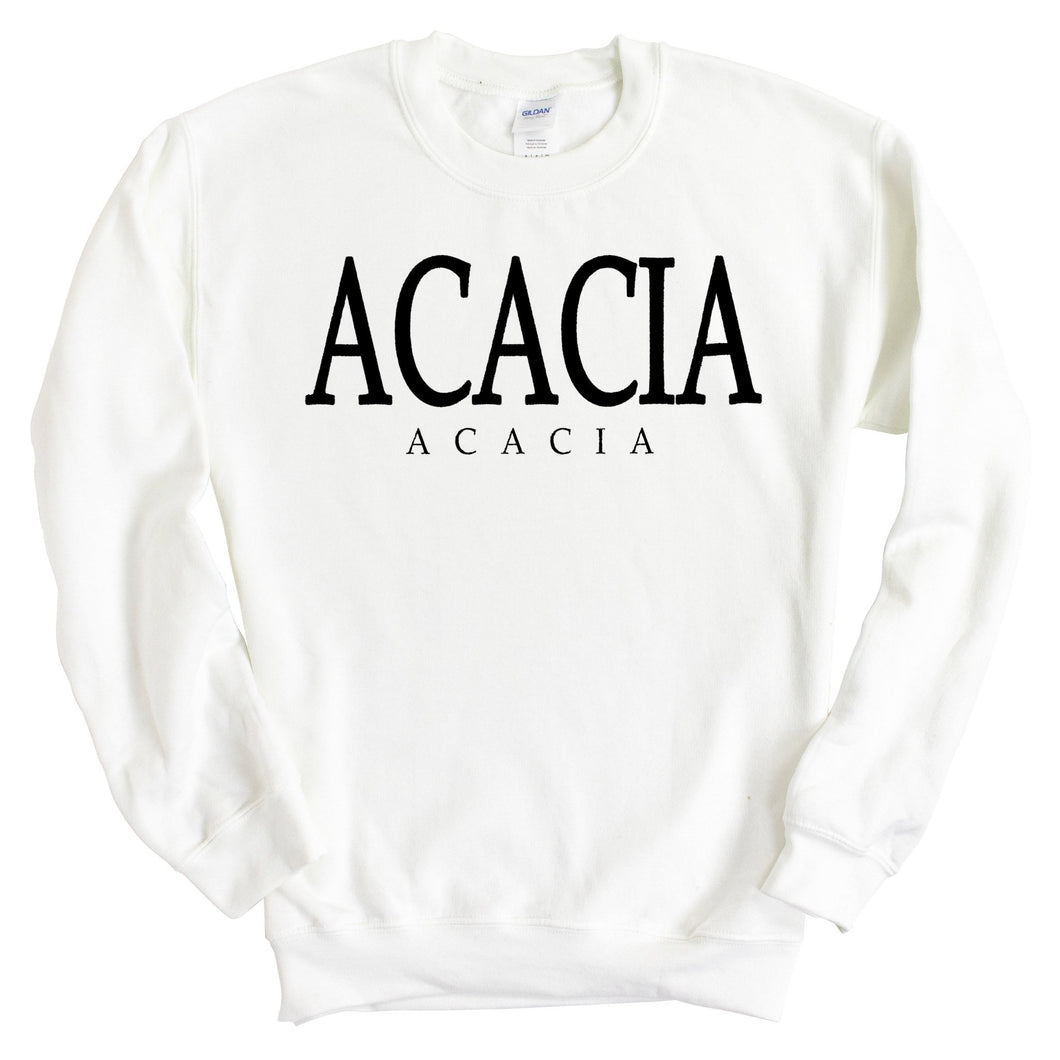 Acacia Block Letter Sweatshirt - Fraternity Crewneck Sweatshirt - Kite and Crest