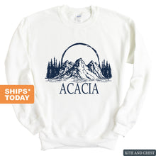 Load image into Gallery viewer, Acacia Epic Mountains Sweatshirt - Fraternity Crewneck Sweatshirt - Kite and Crest
