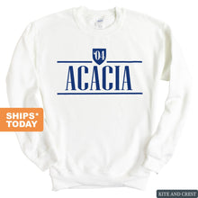 Load image into Gallery viewer, Acacia Shield Sweatshirt - Fraternity Crewneck Sweatshirt - Kite and Crest
