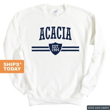 Load image into Gallery viewer, Acacia Striped Shield Sweatshirt - Fraternity Crewneck Sweatshirt - Kite and Crest
