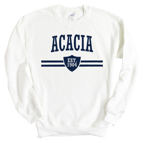 Acacia Striped Shield Sweatshirt - Fraternity Crewneck Sweatshirt - Kite and Crest